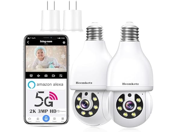 Heemketz 2K Light Bulb Security Camera
