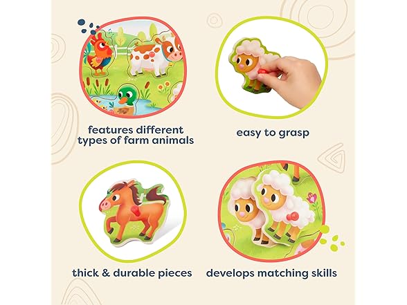 B. toys Farm Animals Wooden Peg Puzzle