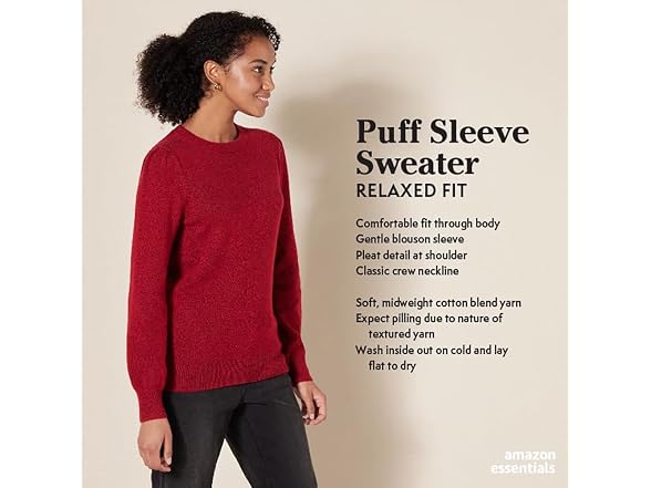 Amazon Essentials Women Soft Touch Pleated Sweater