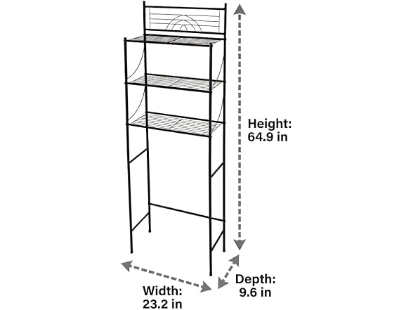 Bath Bliss 3-Tier Over Toilet Rack Black