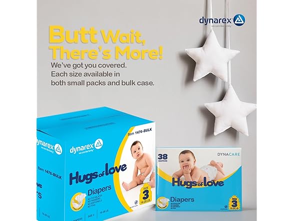 Dynarex Dynarex Hugs-of-Love Diapers Size 3 (16-