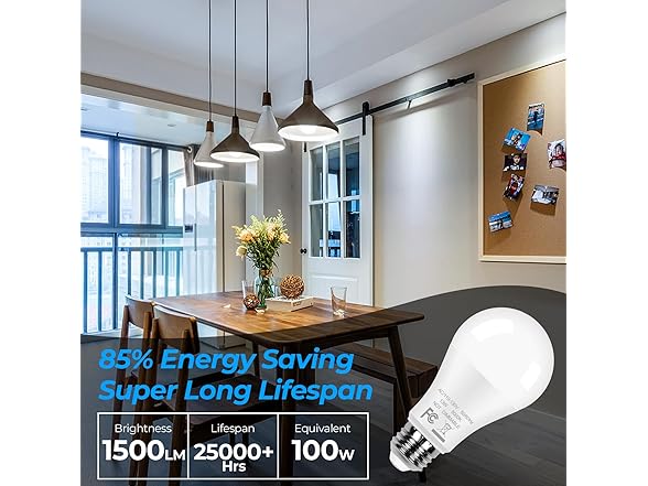 24-Pack A19 LED Light Bulbs, 13W 5000K Daylight White Bulbs