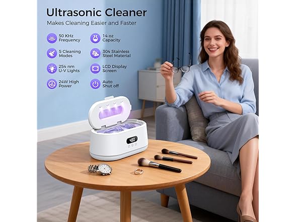 Ultrasonic Jewelry Cleaner White