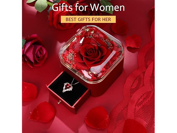 Xyulaan Red Preserved Rose w/ Necklace