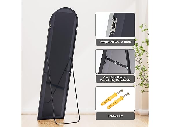 Simple Deluxe Arched Black Mirror