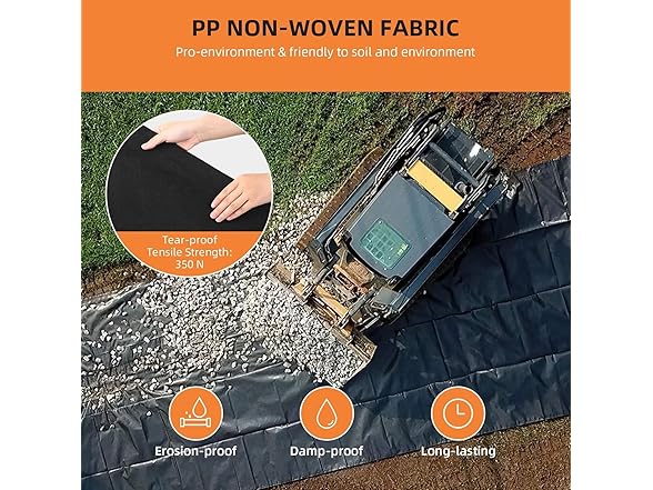 Towallmark Geotextile Landscape Fabric, 6ft x 300ft