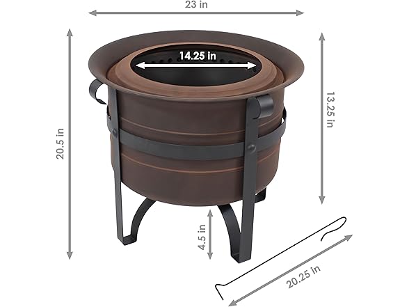 Sunnydaze 23-Inch Cauldron-Style Smokeless Wood-Burning Fire Pit
