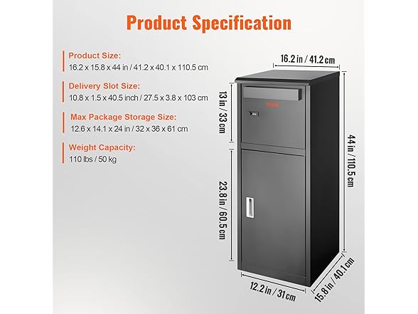 VEVOR Package Delivery Boxes for Outside 16.2"x15.8"x44"
