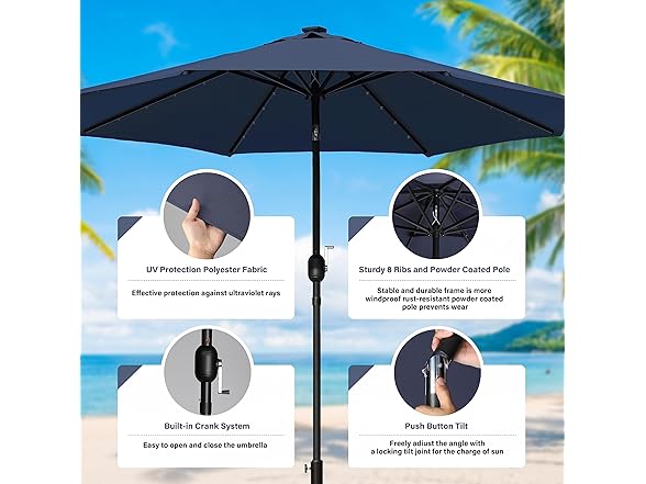 YSSOA 9ft/10ft Outdoor Market Patio Umbrella