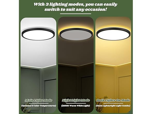 Brightever LED Flush Mount Ceiling Lights with Night Light,
