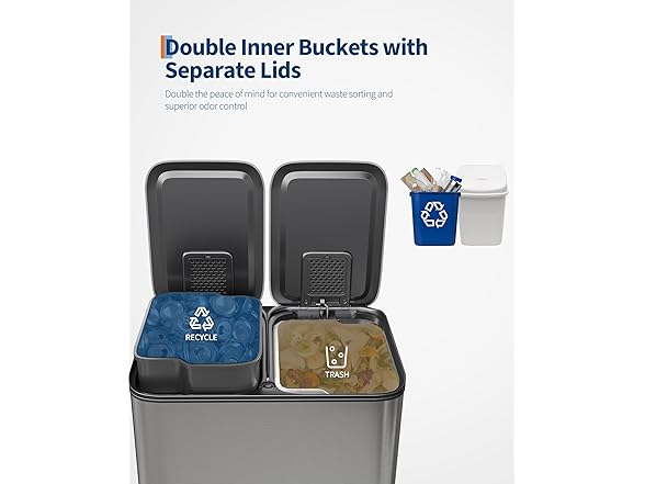 GAOMON Dual Trash Can, 2 x 8 Gal 