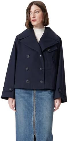 DEE OCLEPPO Women's Hallie Cropped Trench Coat Standard, New Navy