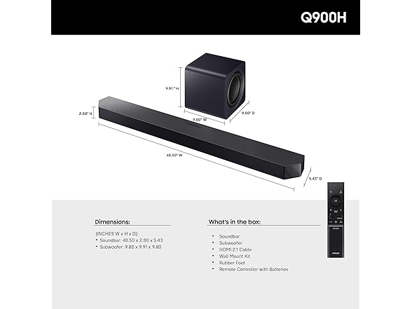 (NEW) Samsung HW-Q900H 7.1.2ch Dolby Atmos Soundsystem with Wireless Subwoofer