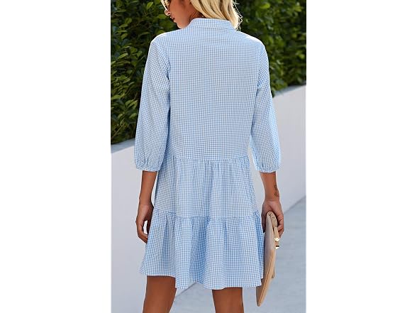 Cctoo Women (L) Summer Dresses Casual V Dress Blue