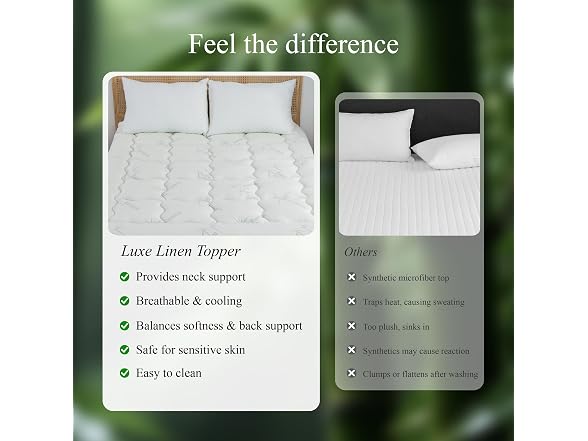 Luxe Linen Bamboo Pillow Top Topper