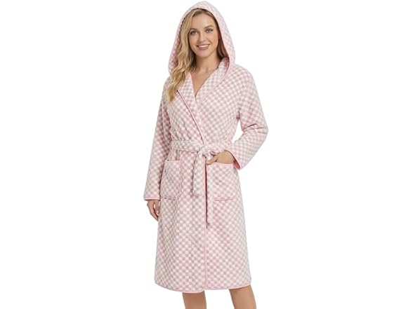 PJGGZ Checkered Hooded Bathrobe