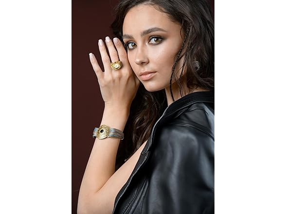 Simpson Women Gold Octagon Ring Watch