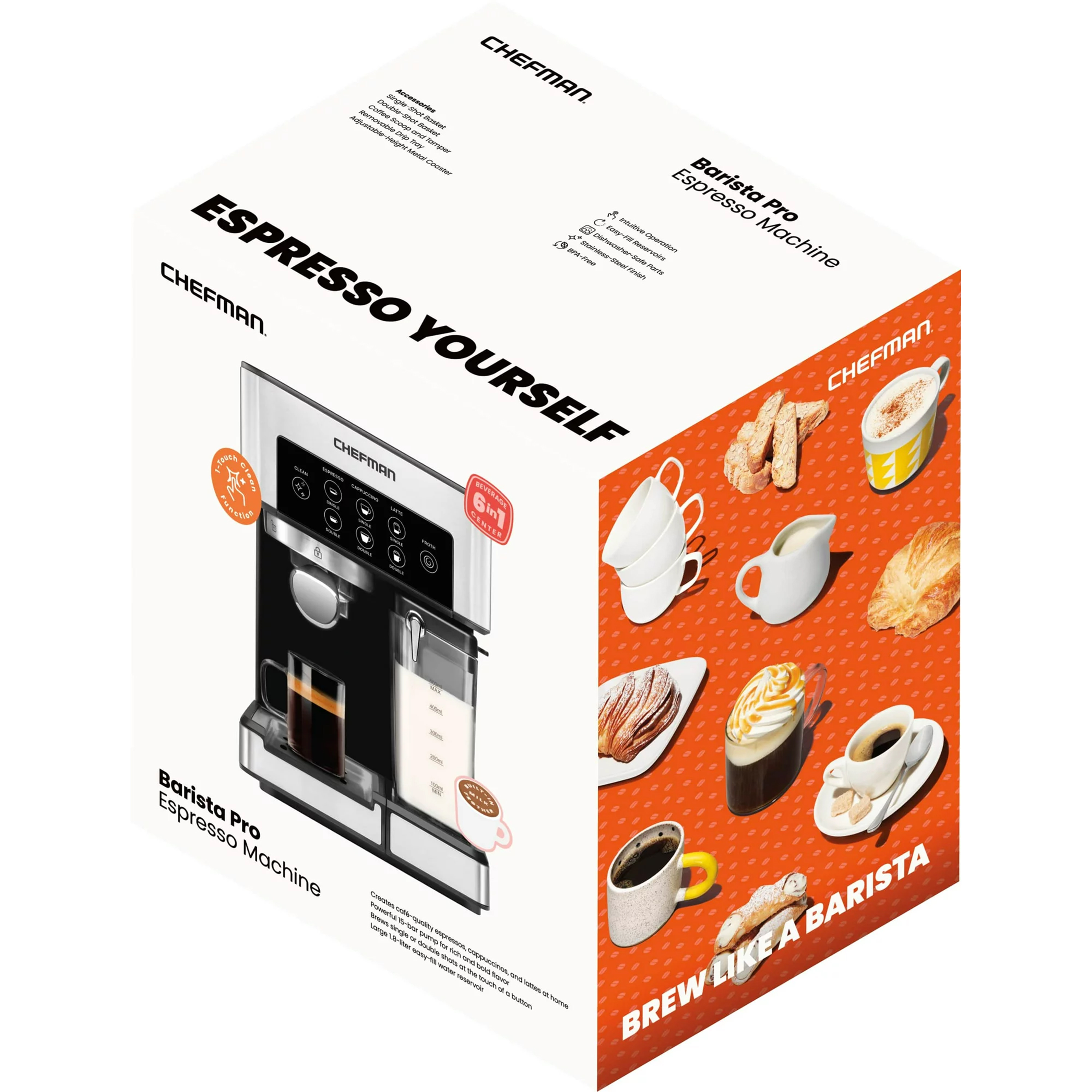 Chefman 6-in-1 Espresso Machine W/ Frother (Open Box) - Gallery 10