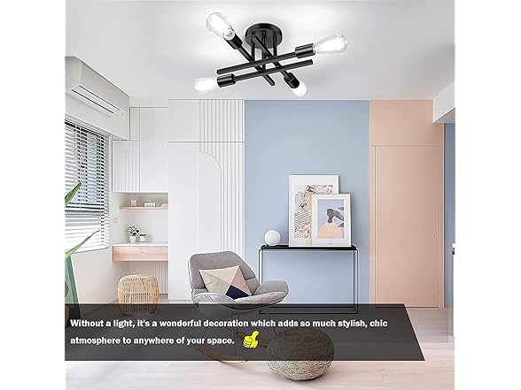 TOBUSA Semi Flush Mount Ceiling Light Fixture Matte Black