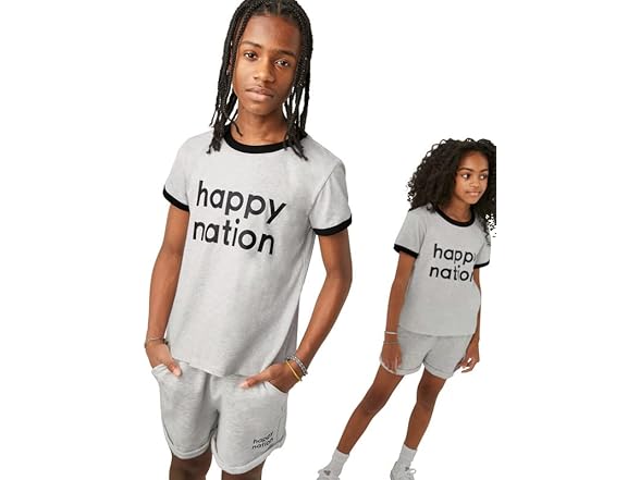 Happy Nation Womens Cotton Crewneck Ringer T-Shirt (L)