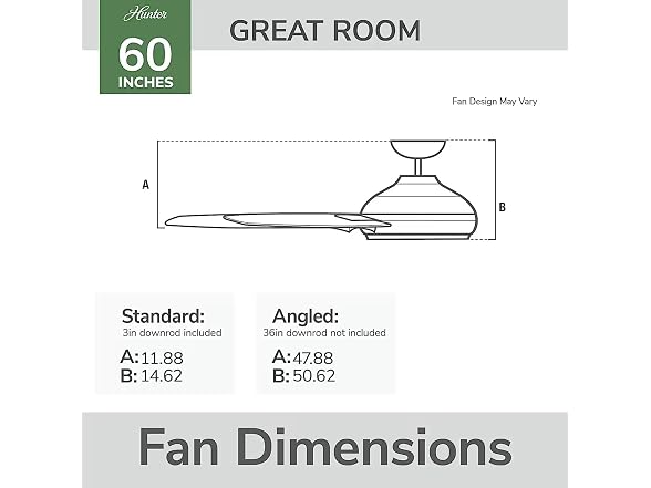 Hunter Fan 60 inch Ceiling Fan with No Light