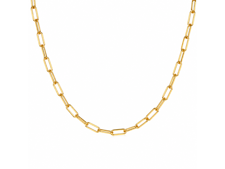 18K Gold Plated Paperclip Chain Necklace