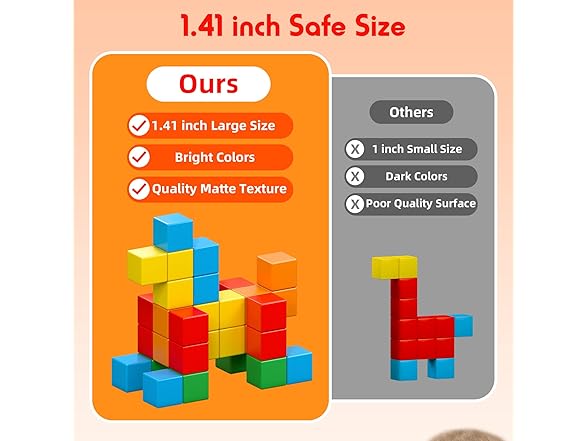 Magnetic Blocks, 1.41 inch Large Magnetic Building Blocks