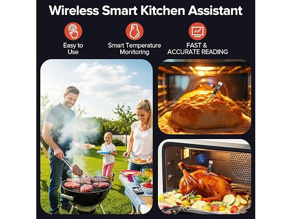 ROUUO Wireless Meat Thermometer