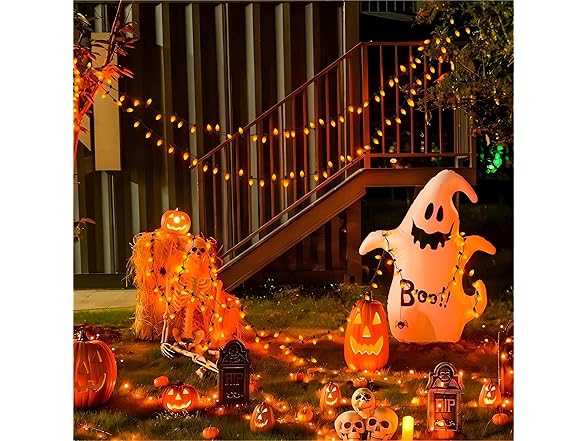 C7 LED Orange Halloween Lights, 25Ft