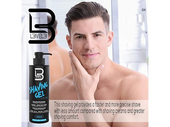 (3 Pack) Level 3 Transparent Shaving Gel, Aqua, 16.9 oz