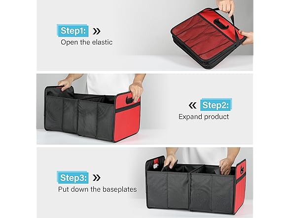 Simple Deluxe Car Trunk Organizer, Red