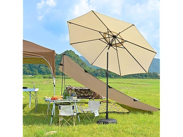 Yescom 9' Outdoor Solar Powered LED Umbrella 8 Rib