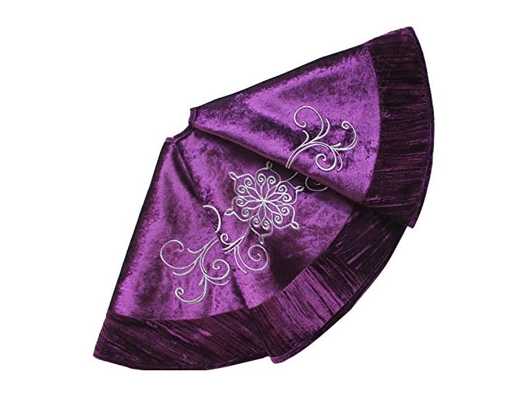 Purple Velvet Christmas Tree Skirt with 