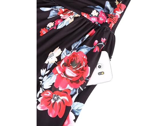 Ouges Women (XXL) Maxi V-Neck Pockets Summer Dress