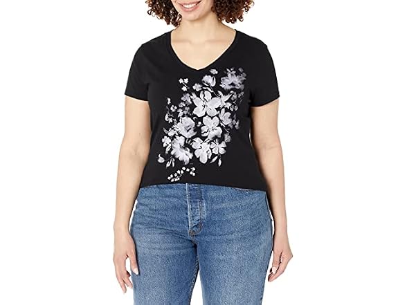 Hanes Women (S) Short Tee Beach Floral Cascade