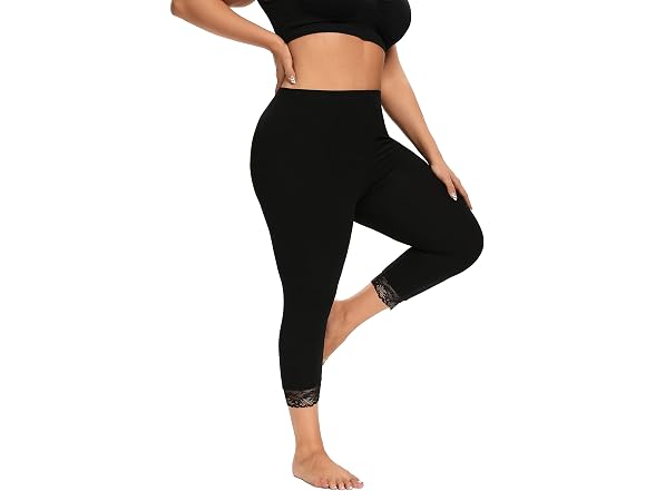 Eliss Women (XL) Modal Capri Lace Trim Leggings