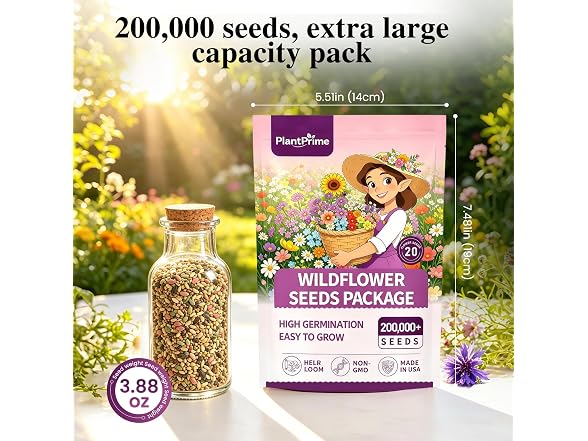 PlantPrime 4oz Wildflower Seed Bulk Mix