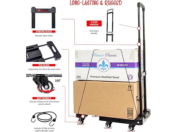 Trolley Dolly Platform Cart 6-Wheel Handtruck