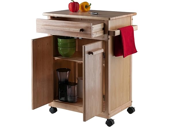 Winsome Wood Kitchen Cart, Natural, Single Drawer