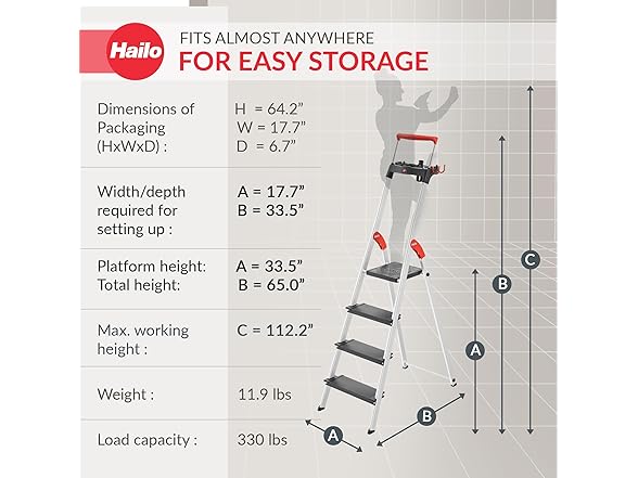Hailo L100 Topline 4-Step Aluminum Step Ladder
