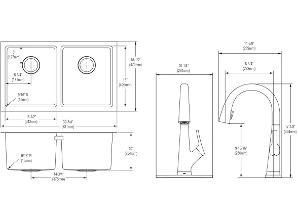 Elkay Crosstown 16 G SS 30" Sink Kit w Filter Faucet