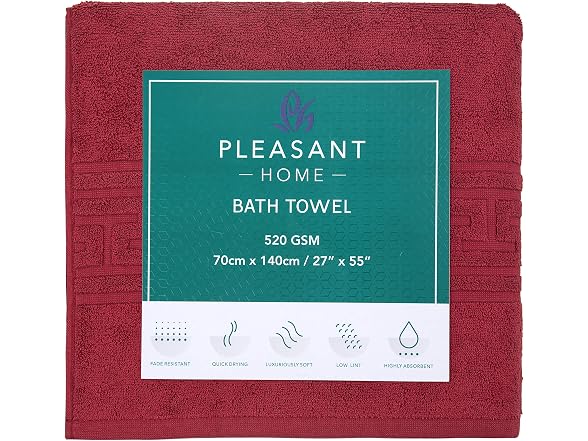 Pleasant Home 4 Pack Bath Towels Set, Greek Key