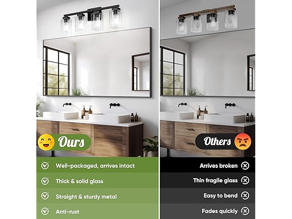 BesLowe 4-Light Bathroom Light Fixture Black