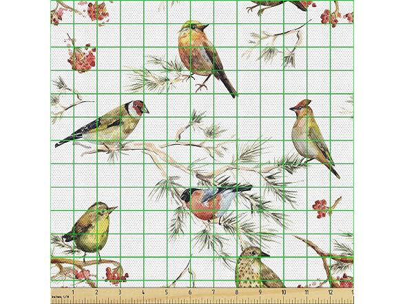 Ambesonne Animal Fabric by The Yard, Sparrows