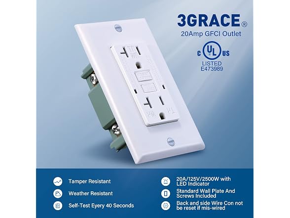 3GRACE 20 Amp GFCI Outlet
