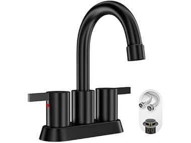 $21.99, Was $39.99, 45% Off! 4 Inch 2 Handle Centerset Matte Black Faucet dealfomo