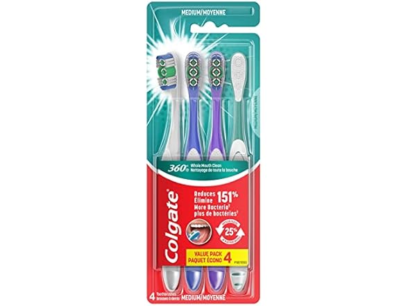 Colgate 360 Toothbrush Medium 4pk