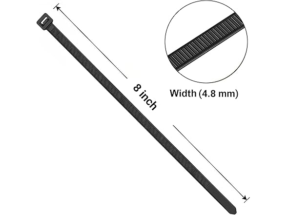 TAURISH Zip Ties 200pc 8" Black