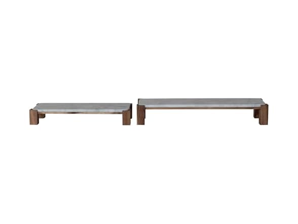 Creative Co-Op 2 pcs Marble Acacia Wood Nesting Pedestals