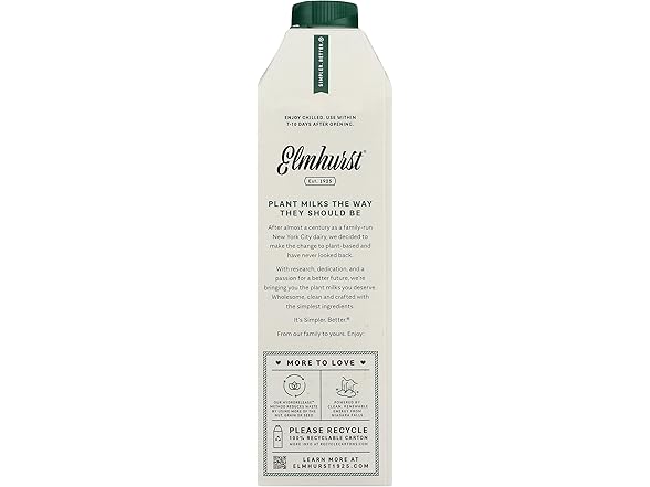 Elmhurst, Milk Hazelnut Unsweetened, 32 oz